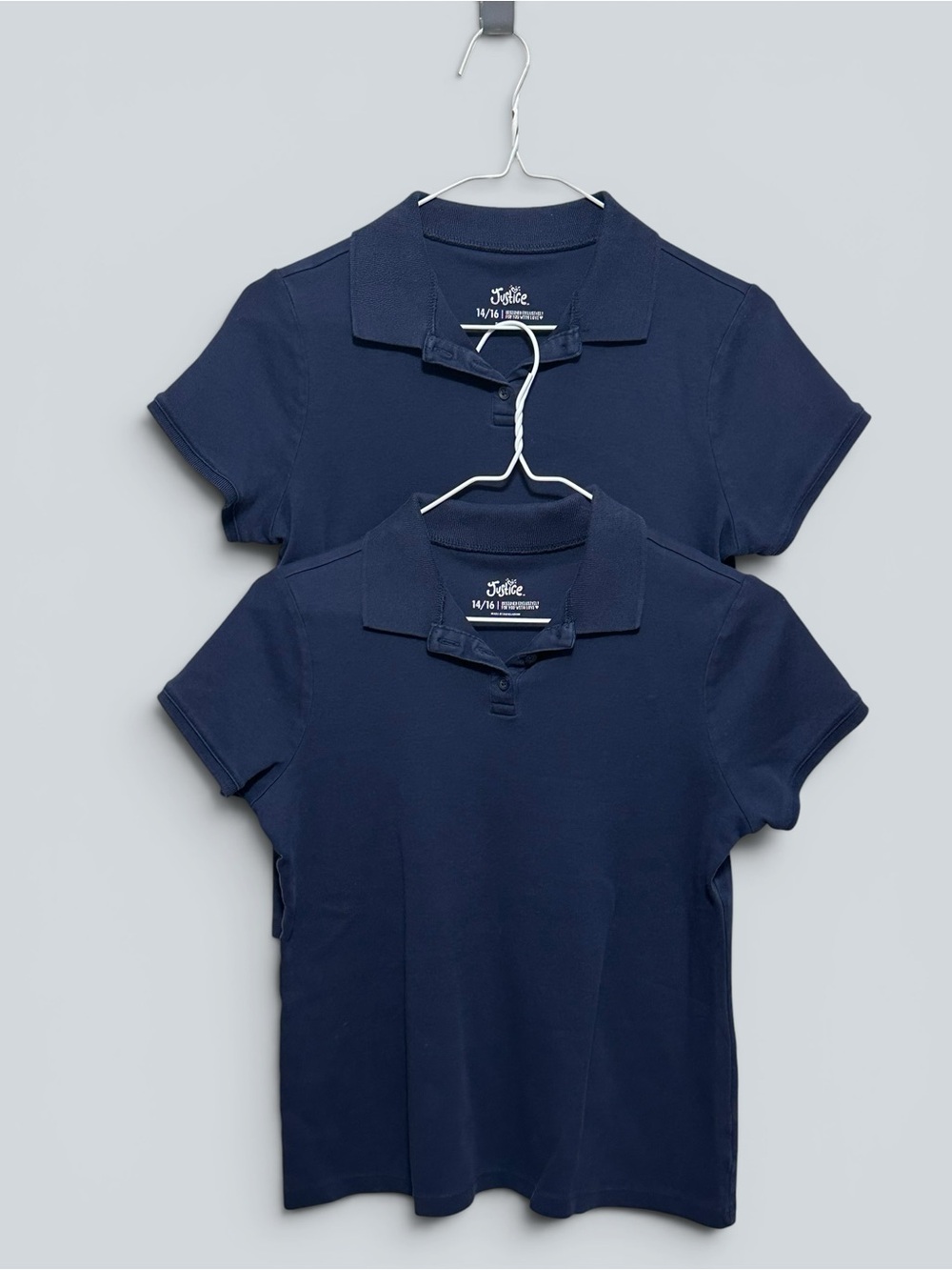 Justice Navy Short Sleeve Polo Top (set of 2)- Girls